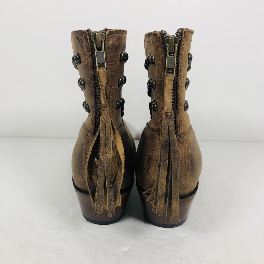 Shyanne Brown ANKLE LEATHER 6.5 B Western Studded WESTERN Fringe Boots BBW202 - Picture 4 of 9
